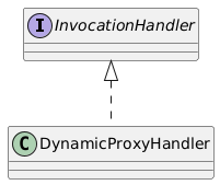 @startuml
interface InvocationHandler
class DynamicProxyHandler
InvocationHandler <|.. DynamicProxyHandler
@enduml